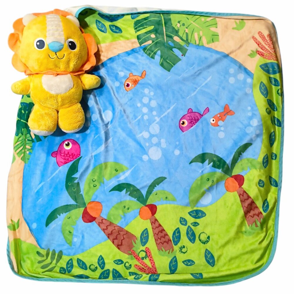 Winfun Little Pals 2-in-1 Lovie Lion Plush Security Blanket 25" X 24"